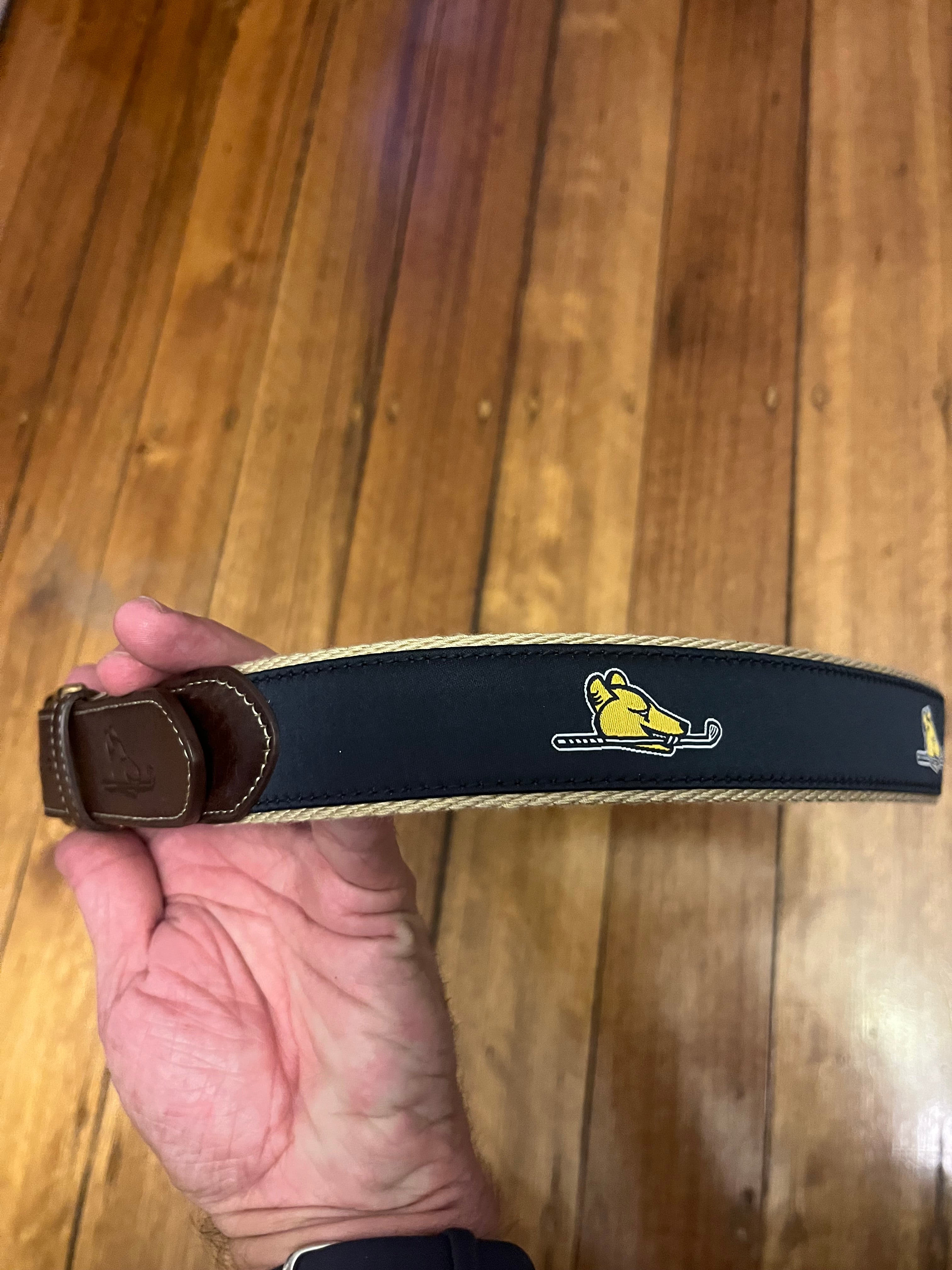 7 Mile Beach leather embossed ribbon belt