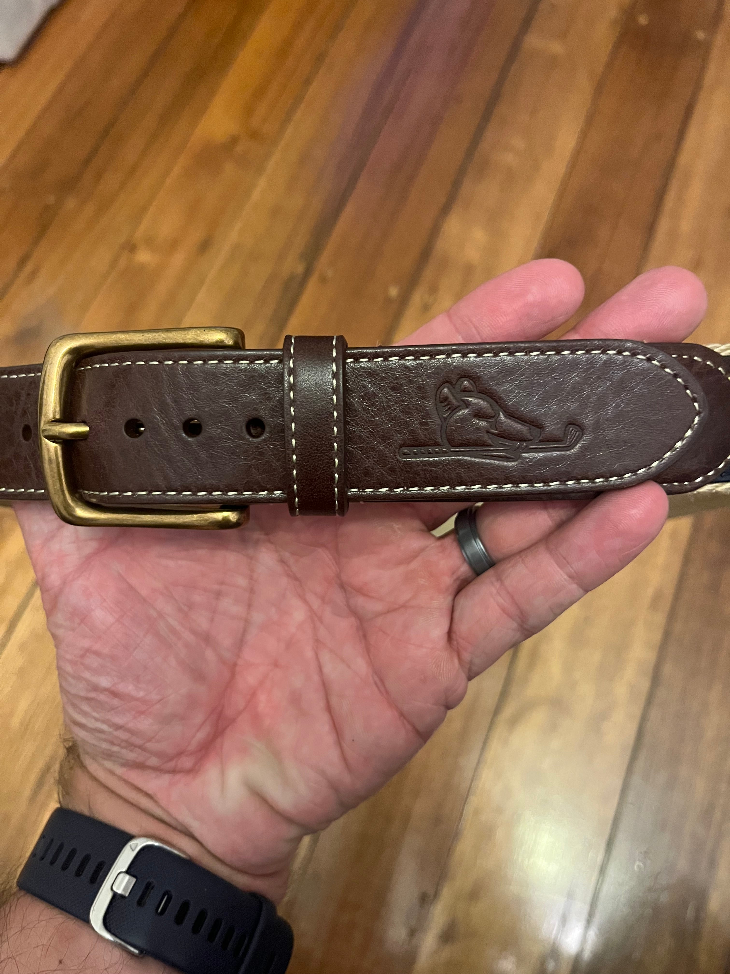 7 Mile Beach leather embossed ribbon belt