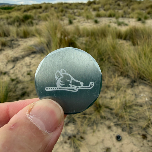 Laser etched tiger head ball marker